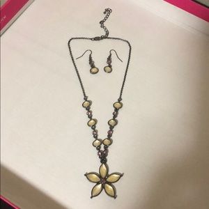 Vintage Flower Chain Necklace and Earrings Set